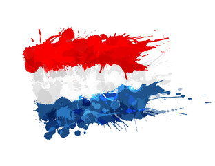Flag of Netherlands made of colorful splashes