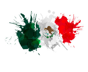 Mexican flag made of colorful splashes