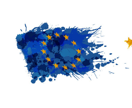 Fototapeta Flaga Unii Europejskiej wykonana z kolorowych plam
