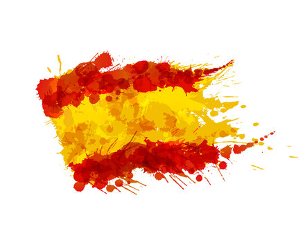 Spanish flag made of colorful splashes