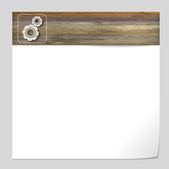 vector banner with wood texture and cogwheels