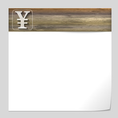 vector banner with wood texture and yen sign