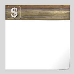 vector banner with wood texture and dollar sign