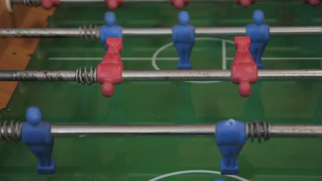 foosball table game in action