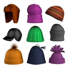 realistic 3d render of winter hats