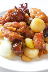 Stir fired chicken with cashew nuts.