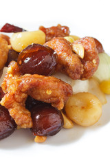Stir fired chicken with cashew nuts.