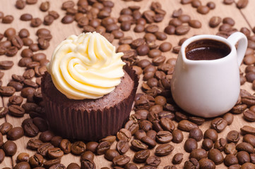 Decorated chocolate cupcake