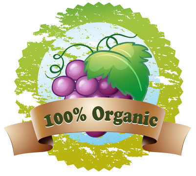 An organic label with fresh grapes