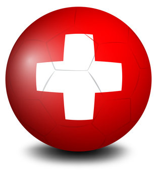 A soccer ball with the Switzerland flag