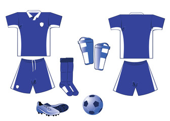 white and blue soccer equipment