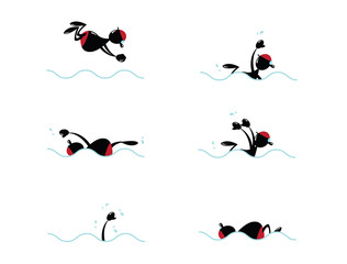Funny Man Swimming