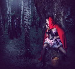 Girl Red Riding Hood with automatic