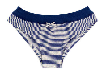 Blue and white striped women's Cotton panties simple.