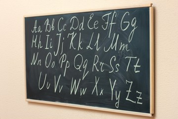 Fototapeta premium The alphabet written on the blackboard