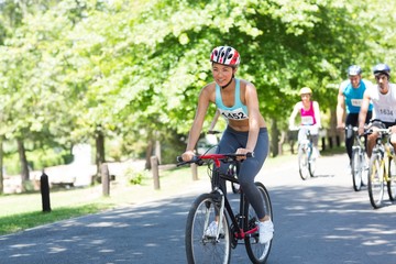 Fototapeta premium Cyclists riding bicycles