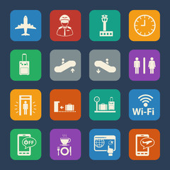 Airport icons set. Vector