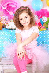 Pretty little girl celebrate her birthday