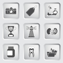 Icons on the buttons for Web Design. Set 9