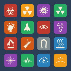 Symbols danger icons set. Vector