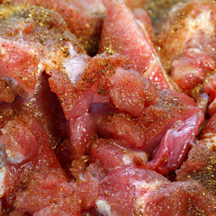 Pork meat cut into chunks