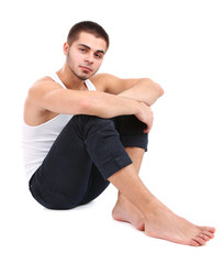 Handsome young man isolated on white