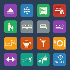 Travel icons set on texture background