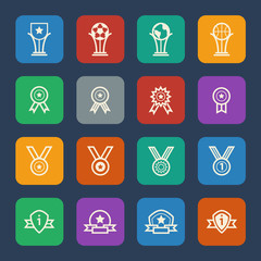 Trophy and awards icons set.