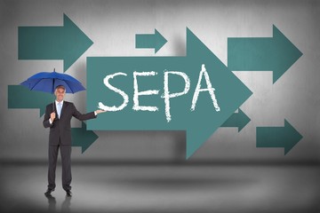 Sepa against blue arrows pointing