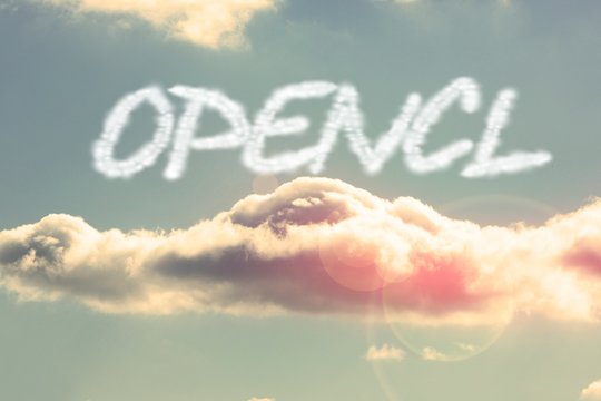 Opencl against bright blue sky with cloud