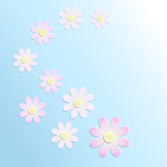 paper flowers on blue background