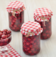 homemade sweet cherries in the jar
