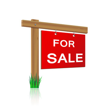 for sale sign made ​​of wood