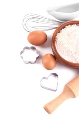Ingredients for dough isolated on white