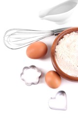 Ingredients for dough isolated on white
