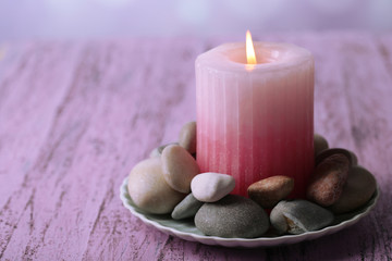 Composition with spa stones, candle