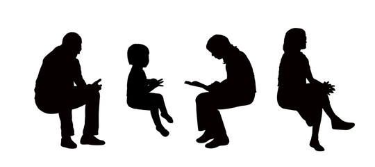 people seated outdoor silhouettes set 8
