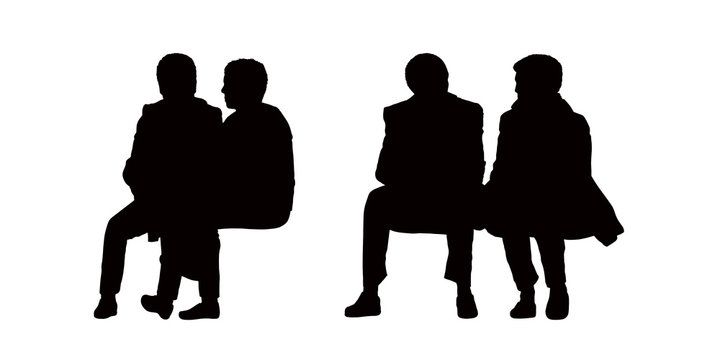 people seated outdoor silhouettes set 10