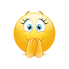 Excited emoticon on a white background.