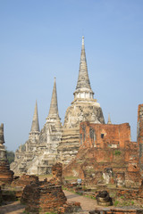 Fototapeta premium At the foot of the ancient Chedi. The Ayutthaya, Thailand