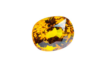 Yellow sapphire  isolated on white