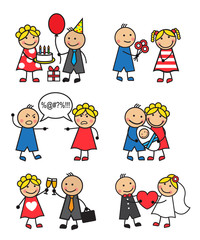 Cartoon vector illustration of different family situations