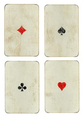 Set of four vintage ace playing cards