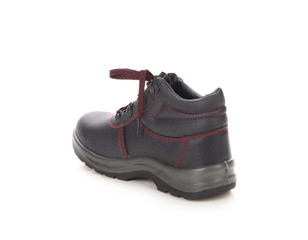 Black man's boot with red lace.