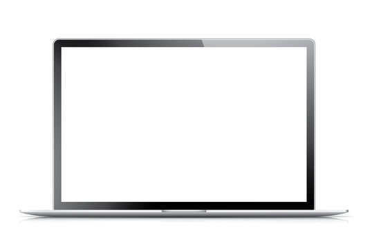 Isolated modern laptop with empty screen vector