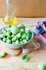 Fresh Brussels sprouts in a bowl