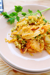 risotto with cheese and cabbage