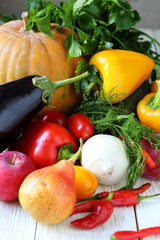 Vegetables on the table loose