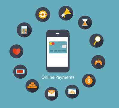Online Payments Flat Concept Vector Illustration