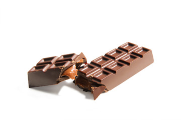 broken chocolate candybar with caramel stuffing